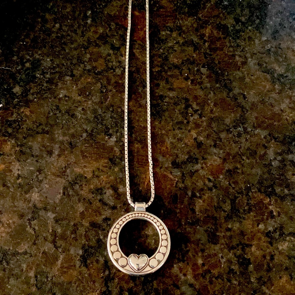 Brighton large circle pendant with heart - reversible necklace